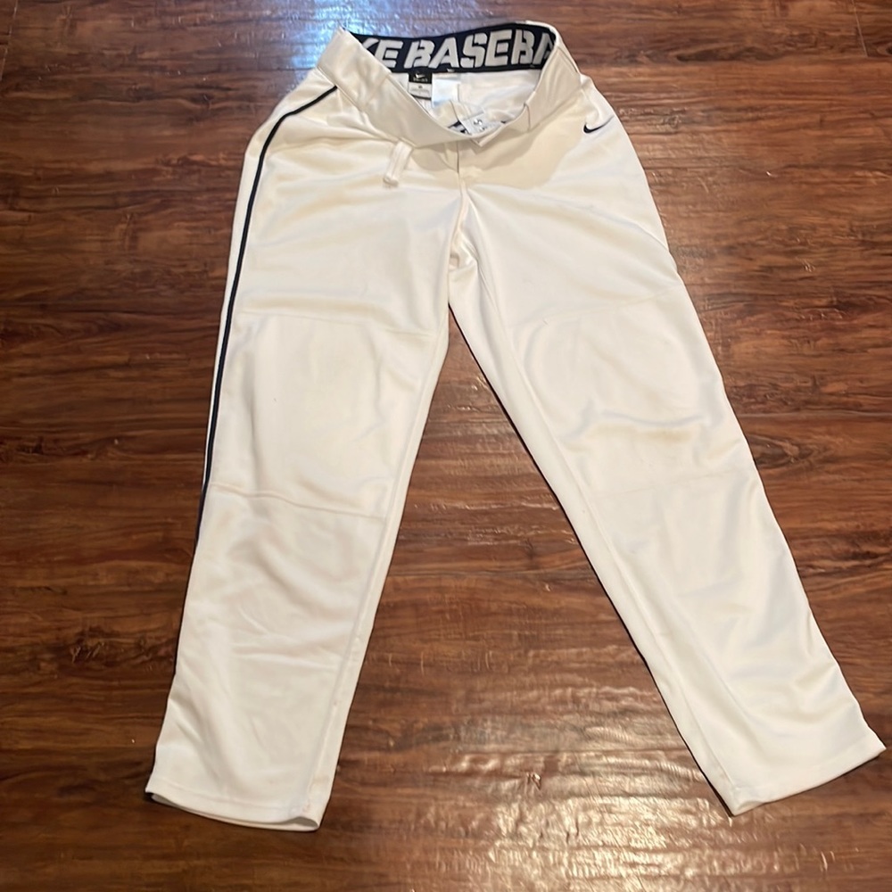 Nike Mens L Dri-fit open bottom, blue stripe baseball pant. 1 belt loop detached